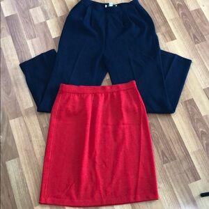 Vintage St. John sailor military knit skirt and pant set M